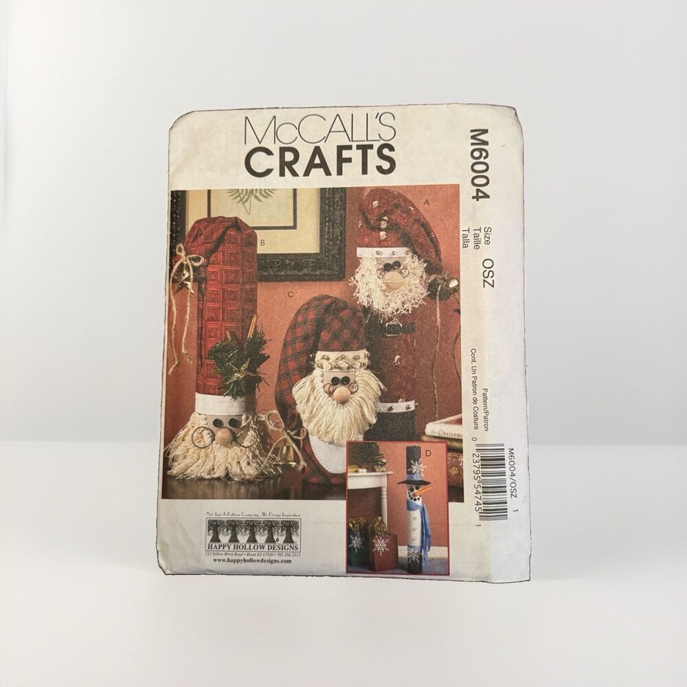 McCalls M6004 Sewing Pattern Christmas Decor Crafts Snowman Santa Claus Greeter